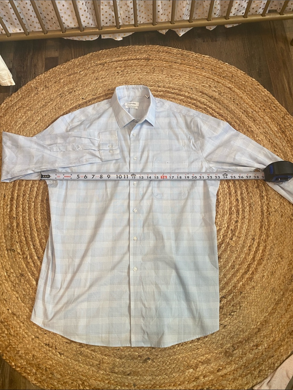 Calvin Klein Light Blue Plaid Men's Dress Shirt